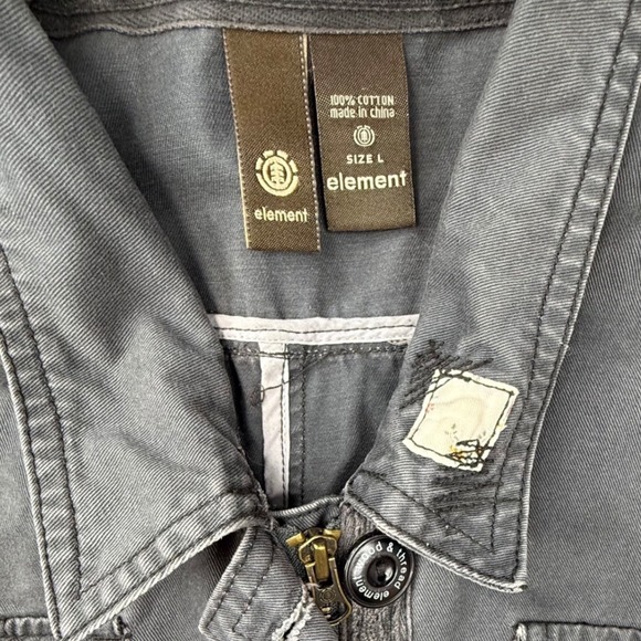 Element Utility Jacket Gray Cotton Button Zip Pockets Size Large military - Picture 9 of 10